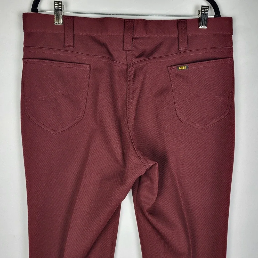 Vintage Lee Riders Polyester Pants Men's 36x30 Burgundy‎ Retro Rockabilly 70s